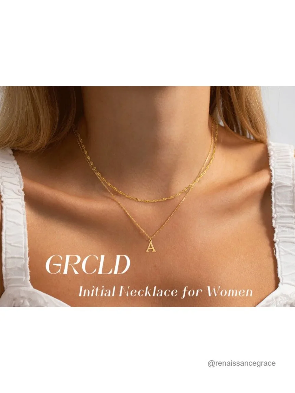 14K Gold Plated Dainty Layered Initial Pendant Necklace Set for Women